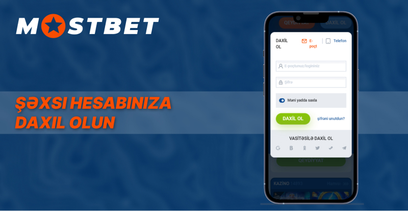 MostBet-də avtorizasiya forması